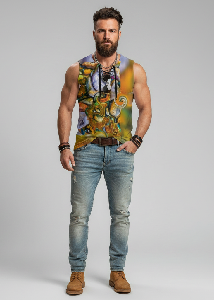 “River Stones” Men's Tank Top With Drawstring