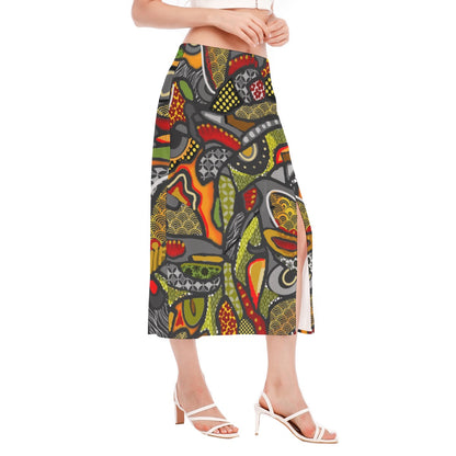 “Zedomina” Women's High Slit Long Skirt