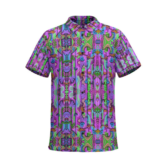 “Labyrinth”  Purple: Men's Business Collared Shirt|115GSM Cotton poplin