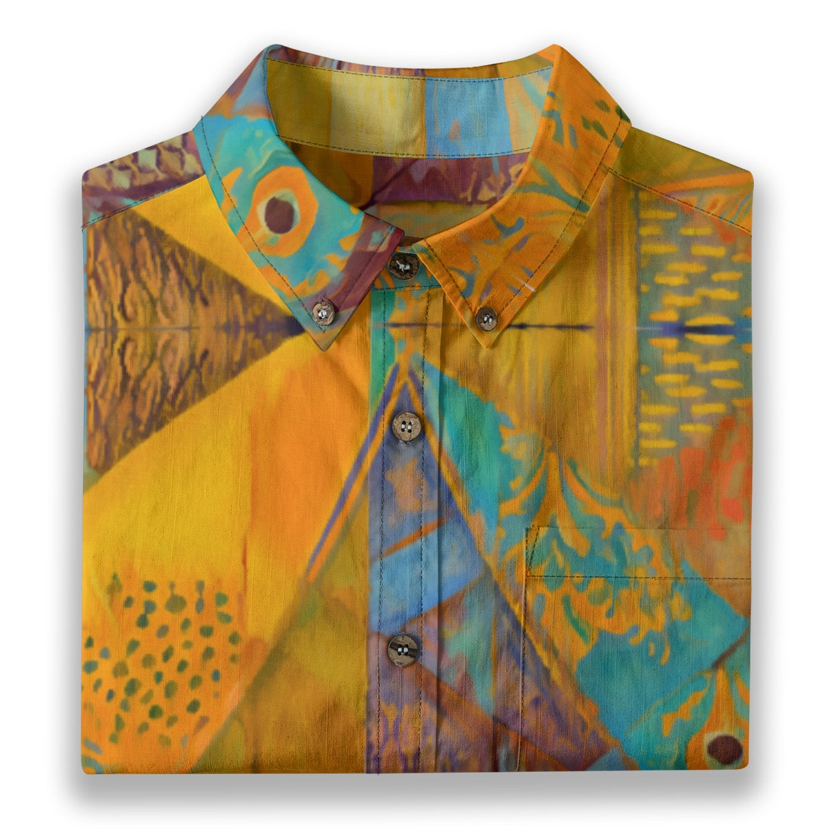 “Aqua Landscape” Men's Breathable Cotton Shirt|125GSM