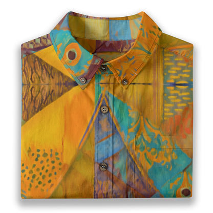“Aqua Landscape” Men's Breathable Cotton Shirt|125GSM