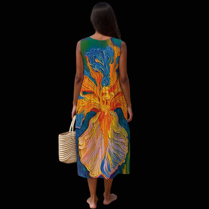 “Iris”  Women's Sleeveless Dress|125GSM Slub Cotton