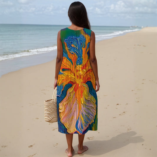 “Iris”  Women's Sleeveless Dress|125GSM Slub Cotton