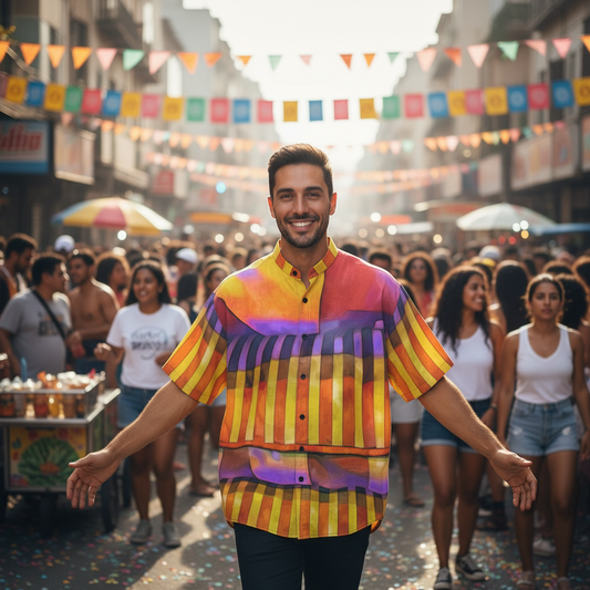 “Carnival” Men's Stand Collar Shirt|115GSM Cotton poplin