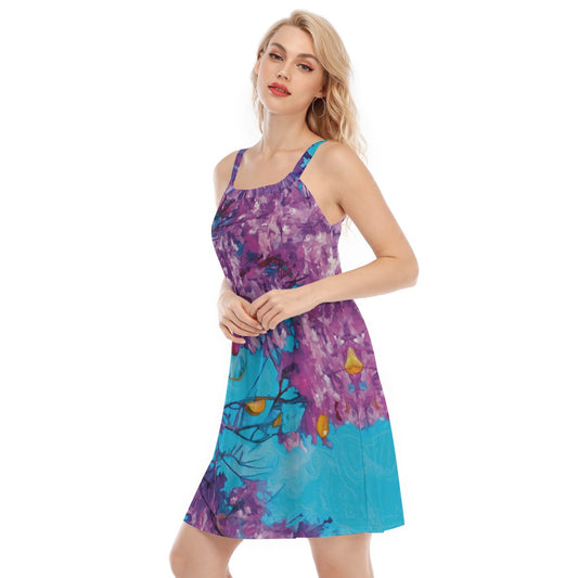 “Jacaranda Season” (Cobalt) Women's Sleeveless Cami Dress
