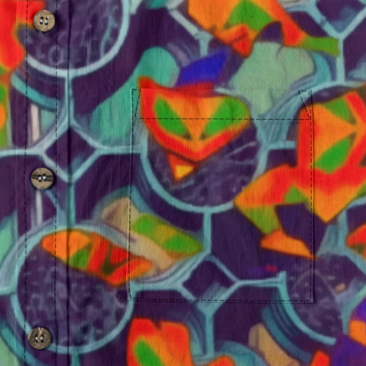 “Botanic Nebula” Men's Casual Lapel Long Sleeve Shirt|125GSM Cotton