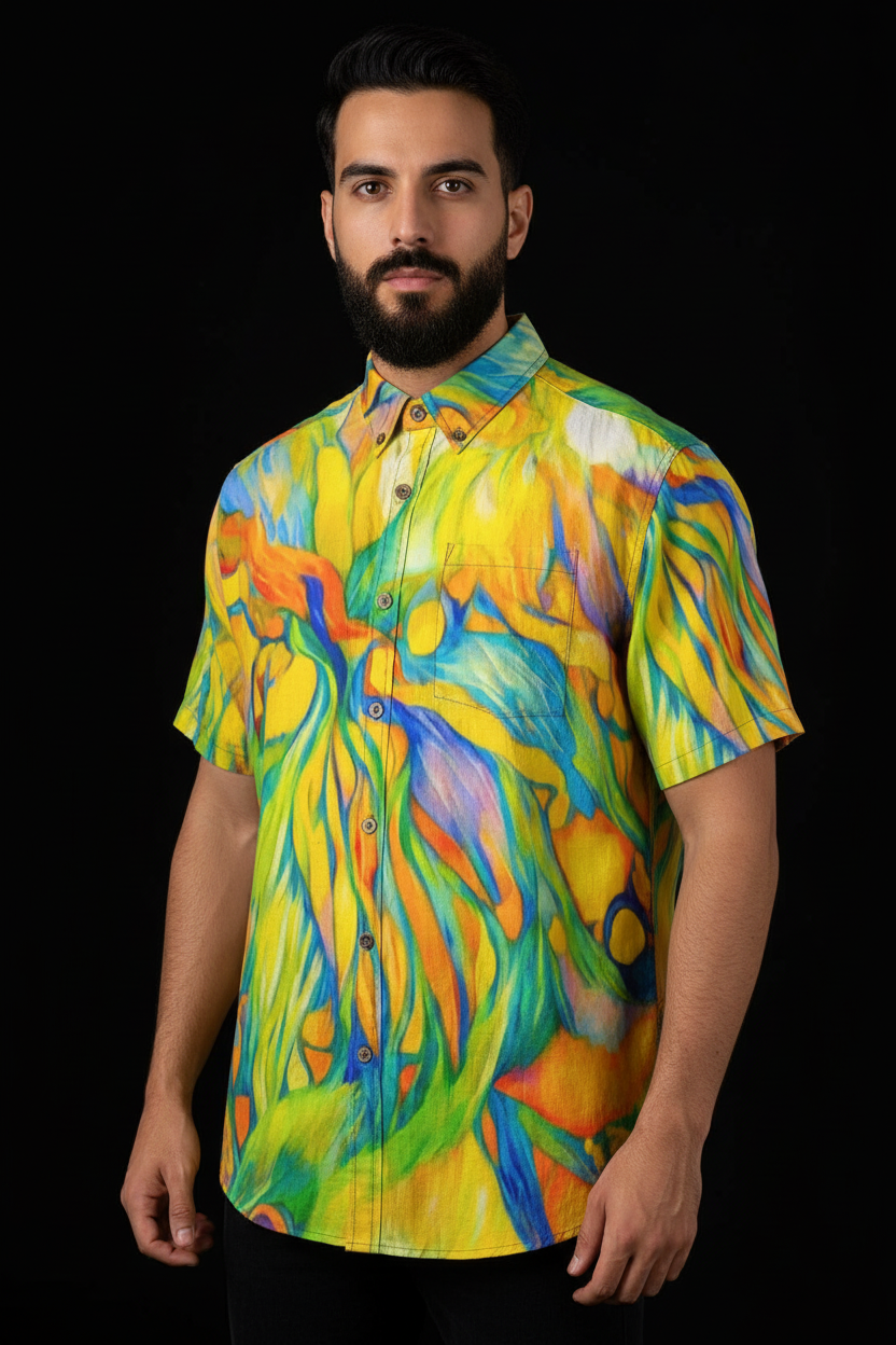“Iridescence” Men's Breathable Cotton Shirt|125GSM