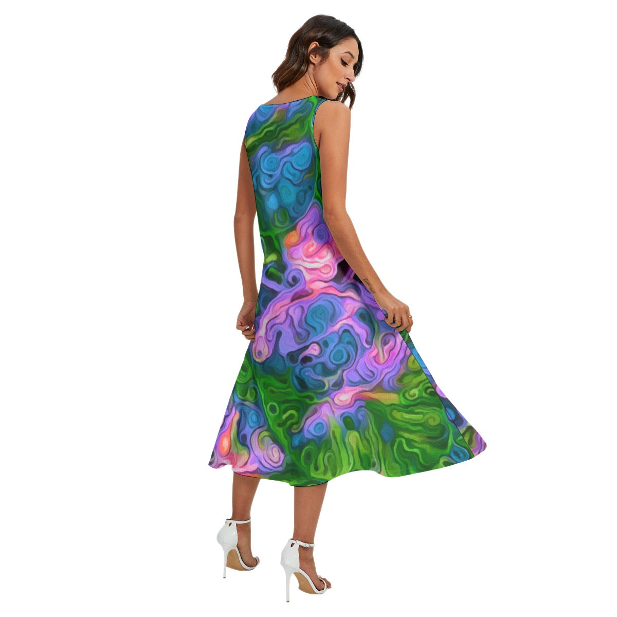 “Dreamscape” Women's Sleeveless Dress With Diagonal Pocket