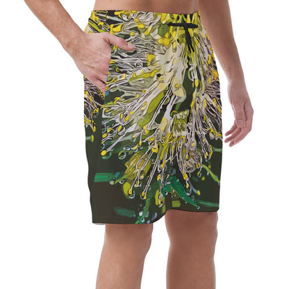 “White Bottlebrush” Men's Casual Short Pants