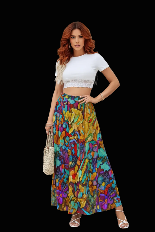 “Abundance” Women's Maxi Chiffon Skirts With Lining