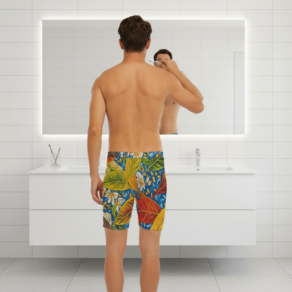 “Botanical Rhapsody” Men's Long Boxer Briefs