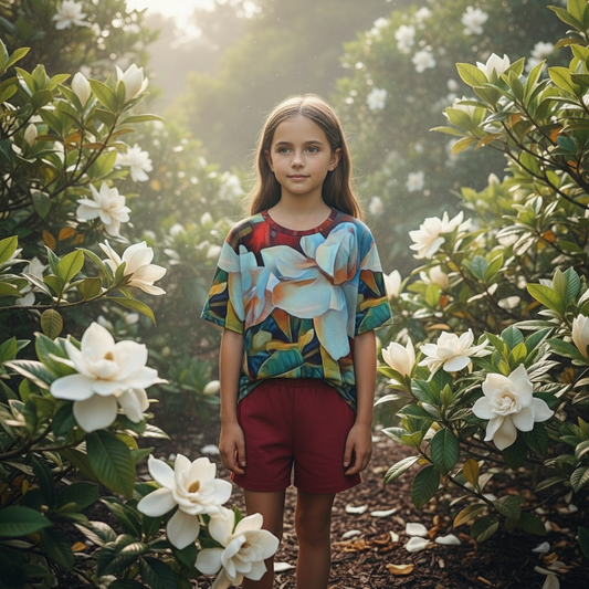 “Gardenia” Children's Round Neck T-Shirt|145GSM Birdseye