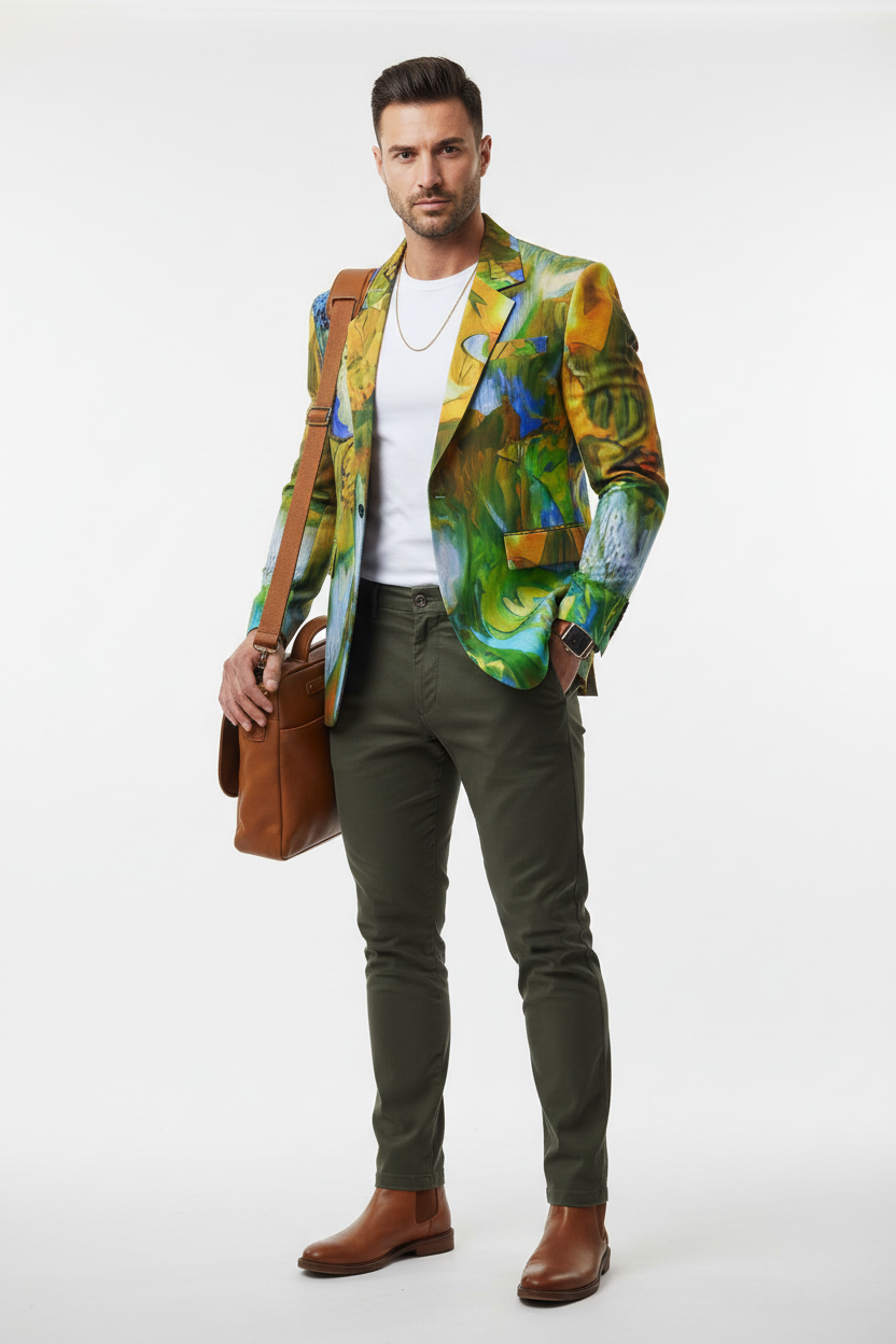 “Springbrook”  Men's Casual Flat Lapel Collar Blazer | 245GSM Cotton
