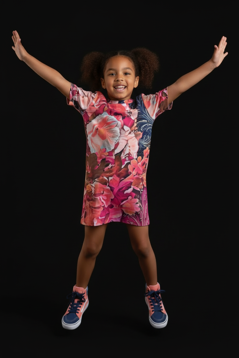 “Celestial Bloom” Children's Round Neck T-Shirt|145GSM Birdseye