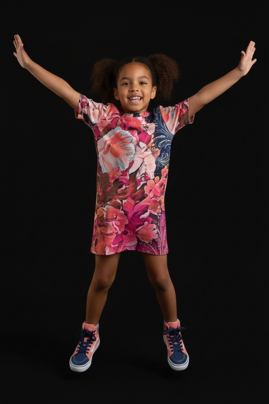 “Celestial Bloom” Children's Round Neck T-Shirt|145GSM Birdseye