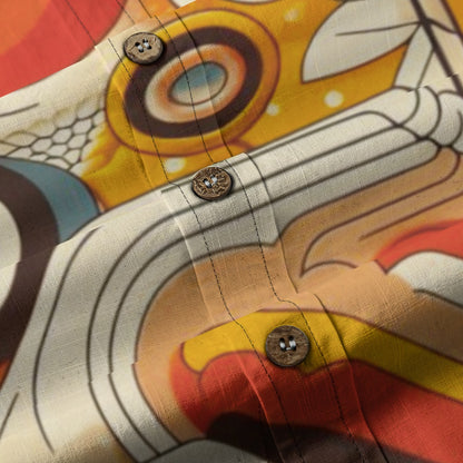 “Retro Geometry” Men's Breathable Cotton Shirt|125GSM