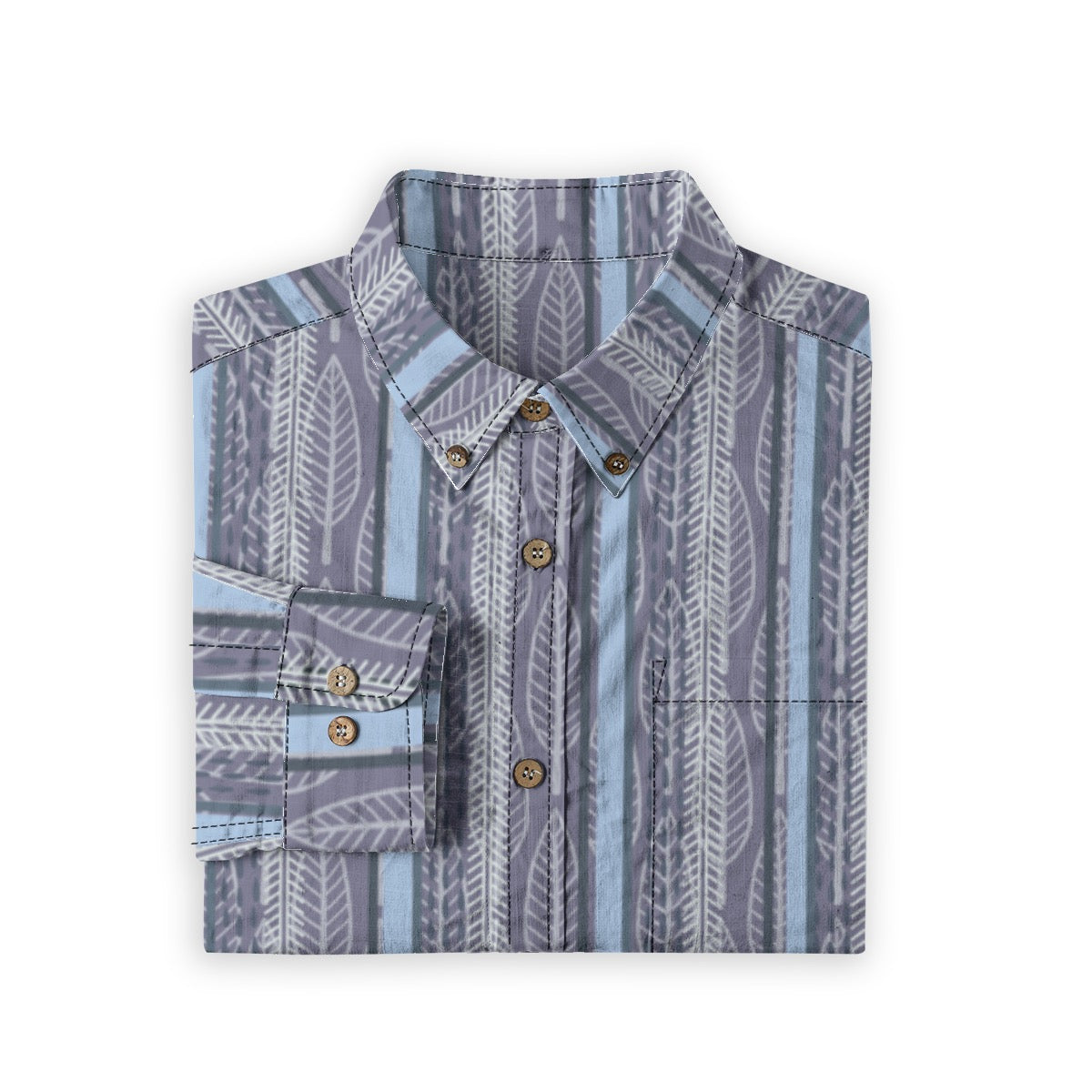 “Lightfall Feathers” Men's Casual Lapel Long Sleeve Shirt|125GSM Cotton