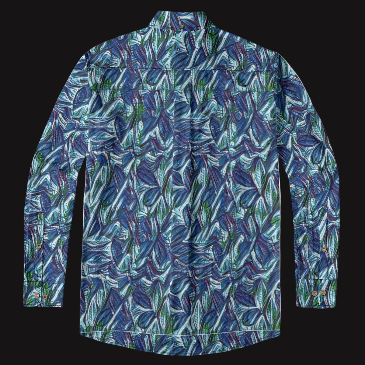 “Sapphire Stream”  Men's Casual Lapel Long Sleeve Shirt|125GSM Cotton