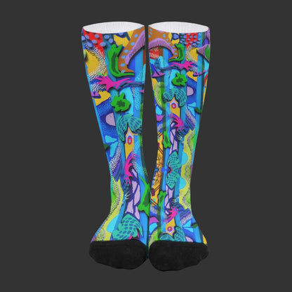 “Labyrinth” Blue Unisex Long Socks