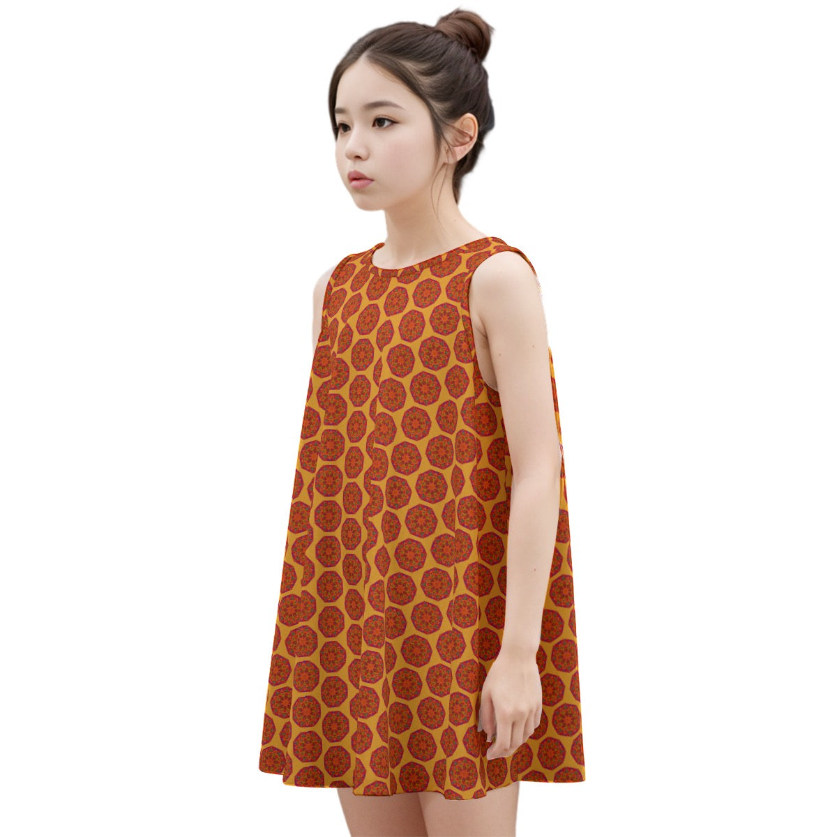 “Warm Hexa” Kid's Sleeveless Dress | 180GSM Cotton