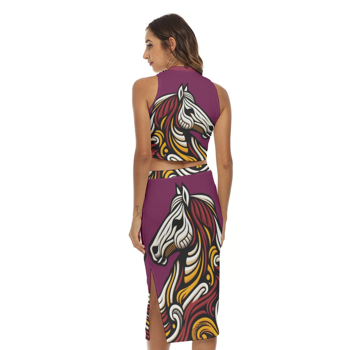 “Bronco” Women's Tank Top & Split High Skirt Set