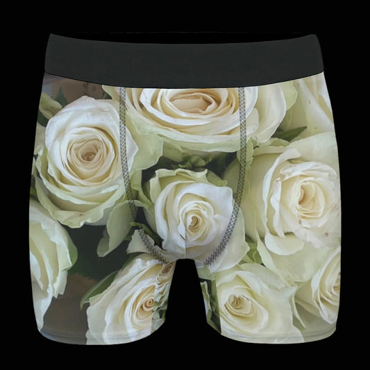 “White Roses” Men's Stretch Boxer Briefs