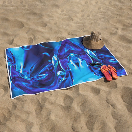 “Blue Glass Wave” Rectangular Beach Towel