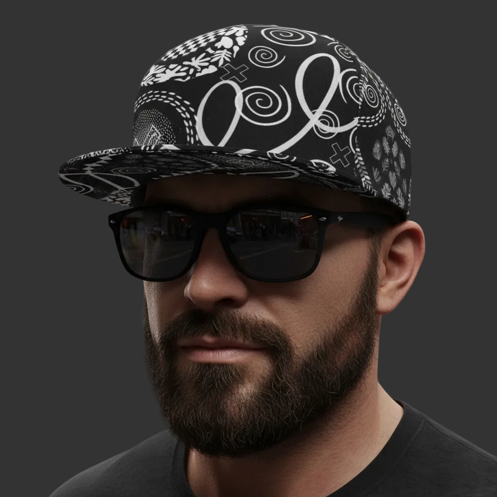 “Scribble” Baseball Cap With Flat Brim