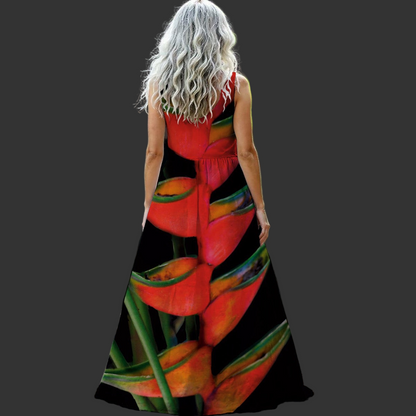 “Heliconia”  Women’s Sleeveless Maxi Dress