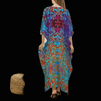 “Fire and Ice” Women's Imitation Silk V-neck Kaftan Robe