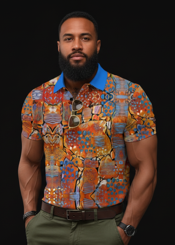 “Azure Canyon” Men's Short Sleeve Button