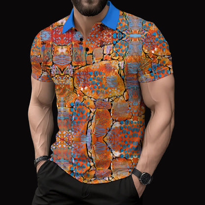 “Azure Canyon” Men's Short Sleeve Button