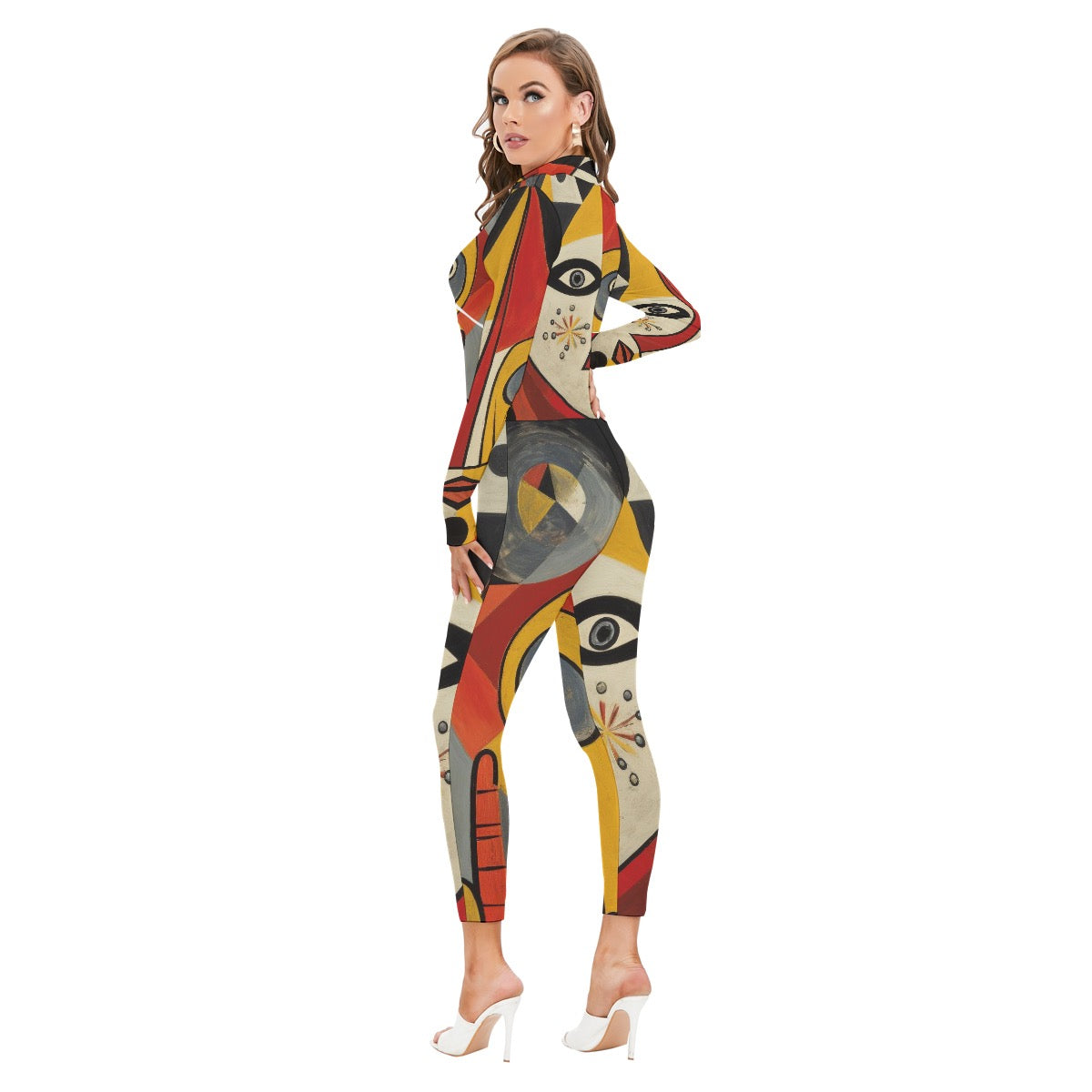 “Mondricasso” Women's Long-sleeved High-neck Jumpsuit With Zipper