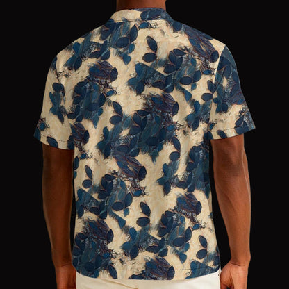 “Azure Grove”  Men's Hawaiian Shirt With Button Closure |115GSM Cotton poplin