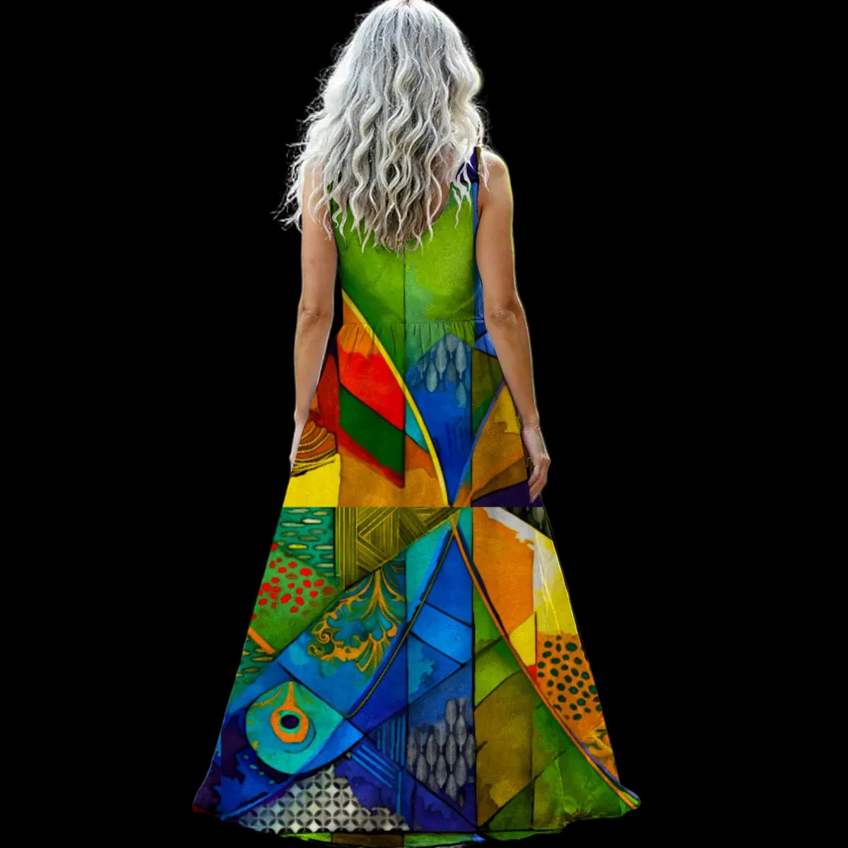 “Ocean Echoes” Women’s Sleeveless Maxi Dress