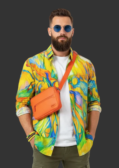 Men's Casual Lapel Long Sleeve Shirt|125GSM Cotton