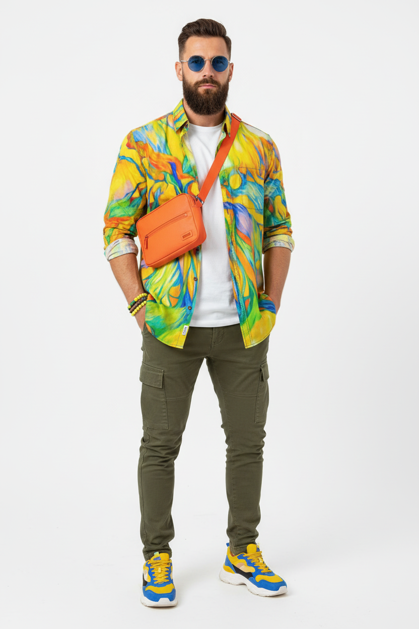 Men's Casual Lapel Long Sleeve Shirt|125GSM Cotton