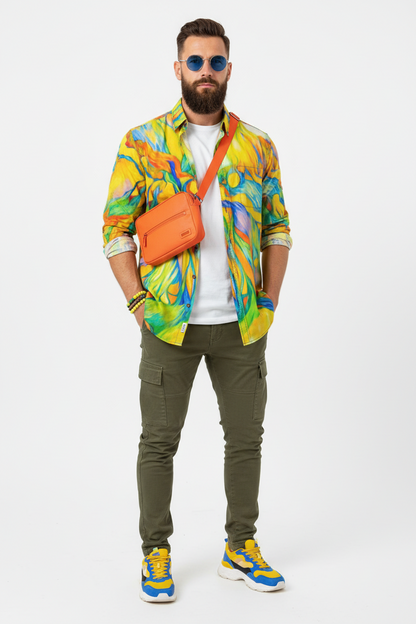Men's Casual Lapel Long Sleeve Shirt|125GSM Cotton