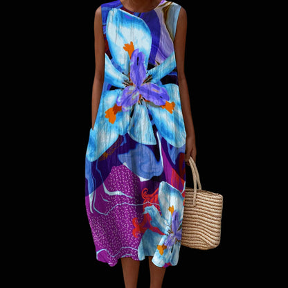 “The Blue Dietes” Sleeveless Dress|125GSM Slub Cotton