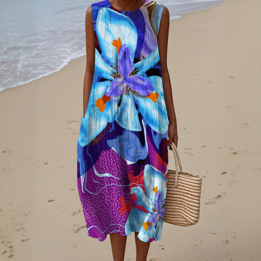 “The Blue Dietes” Sleeveless Dress|125GSM Slub Cotton