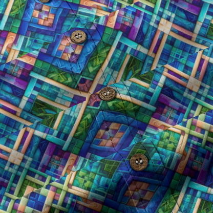 “Ocean Plaid” Men's Casual Lapel Long Sleeve Shirt|125GSM Cotton