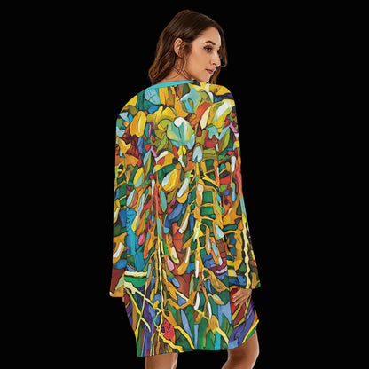 “Rainbow Wisteria” Women's Loose Crew Neck Dress
