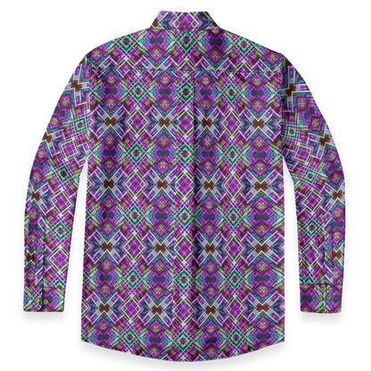 “Plaid Purple” Men's Casual Lapel Long Sleeve Shirt|125GSM Cotton
