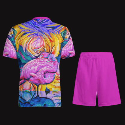 “Fuchsia Flamingo” Children's Sports T-Shirt Set