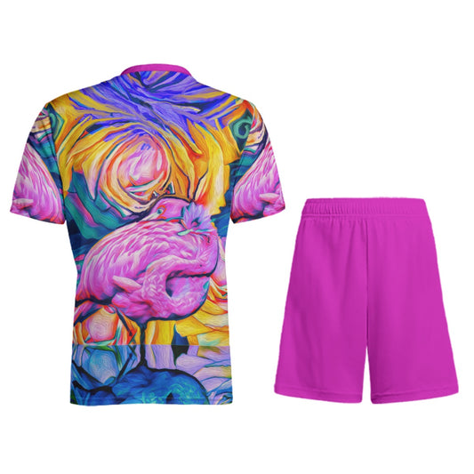 “Fuchsia Flamingo” Children's Sports T-Shirt Set