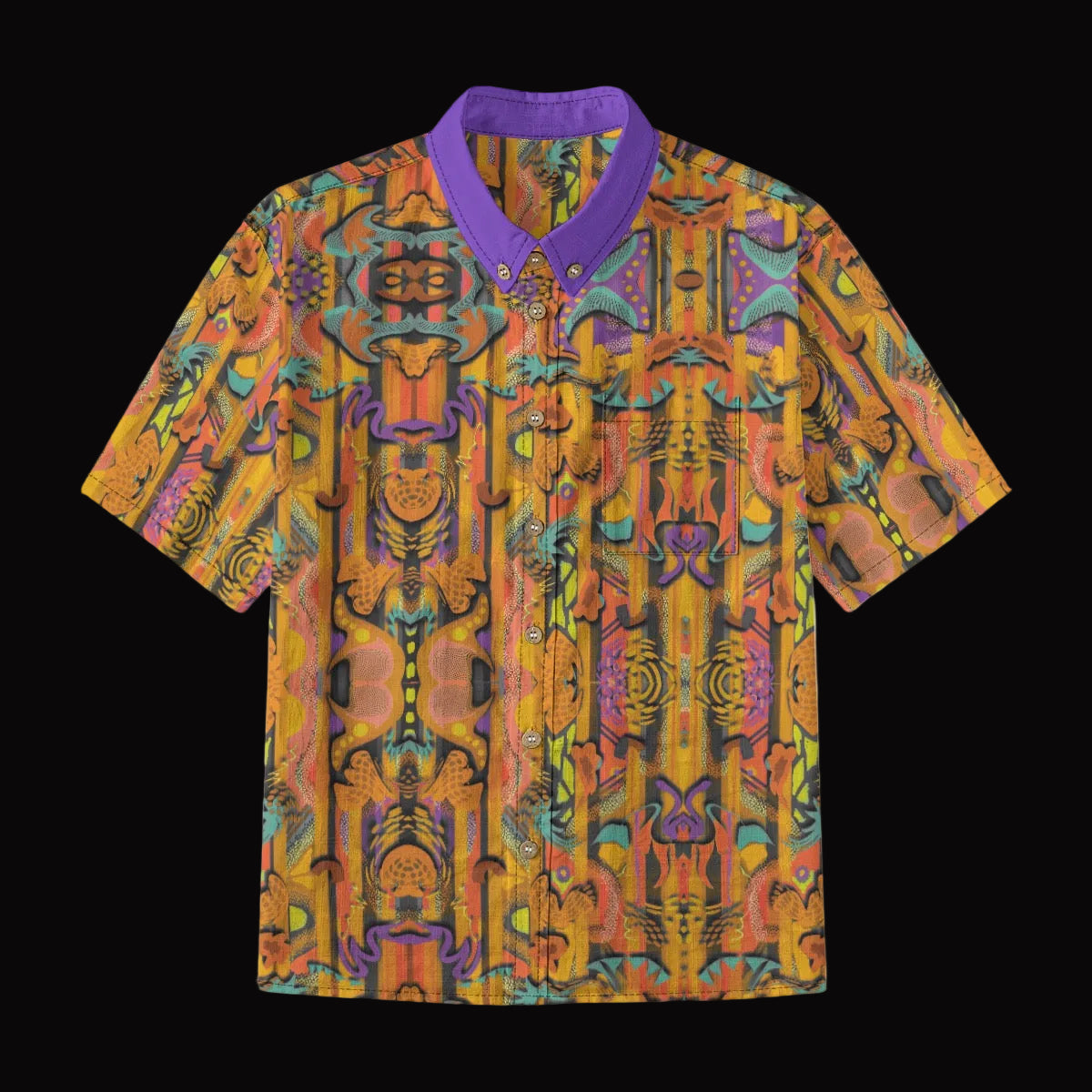“Labyrinth” Mustard -Children's Shirt With Pocket | 125GSM Cotton