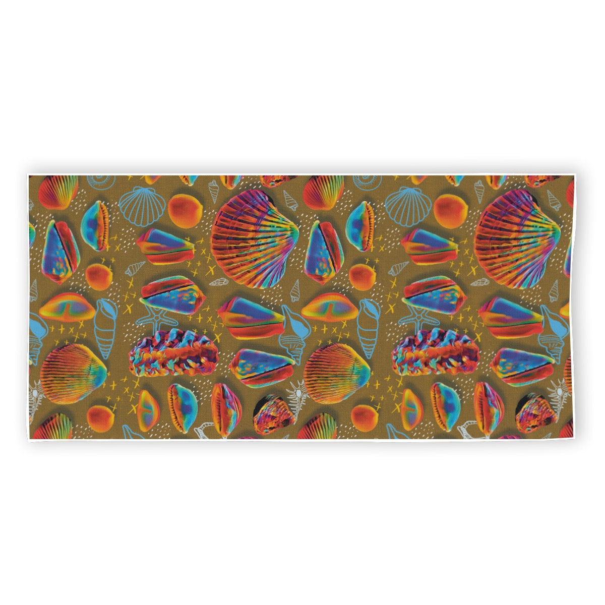 “Peregian Shells” (Mustard) Rectangular Beach Towel