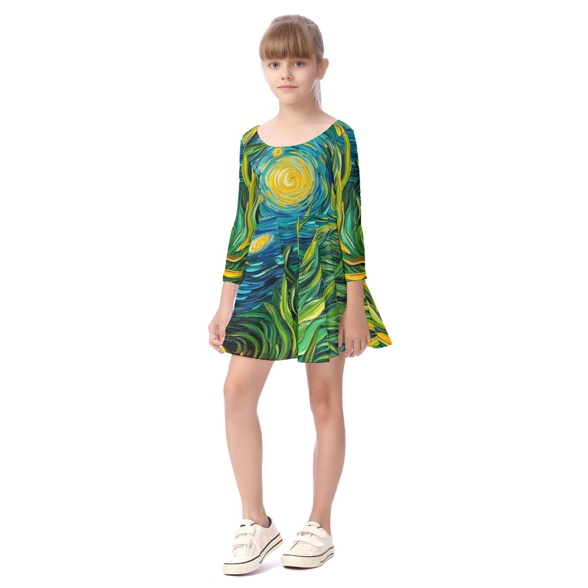 “Vincent Through the Seagrass” Kid's Long Sleeve Dress