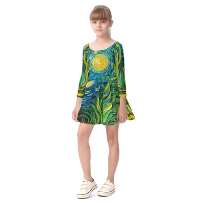 “Vincent Through the Seagrass” Kid's Long Sleeve Dress