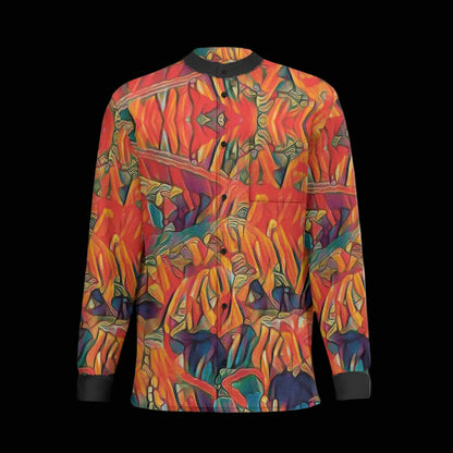 “Chromatic Fusion” Men'S Business Long-Sleeved Imitation Linen Shirt